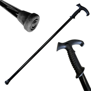 90cm Extra Sturdy Steel Walking Stick Pole W Ergonomic Handle Black