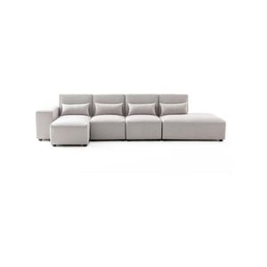 Foret 5 Seater Sofa Modular Corner Lounge Couch Fabric Right Chaise Beige