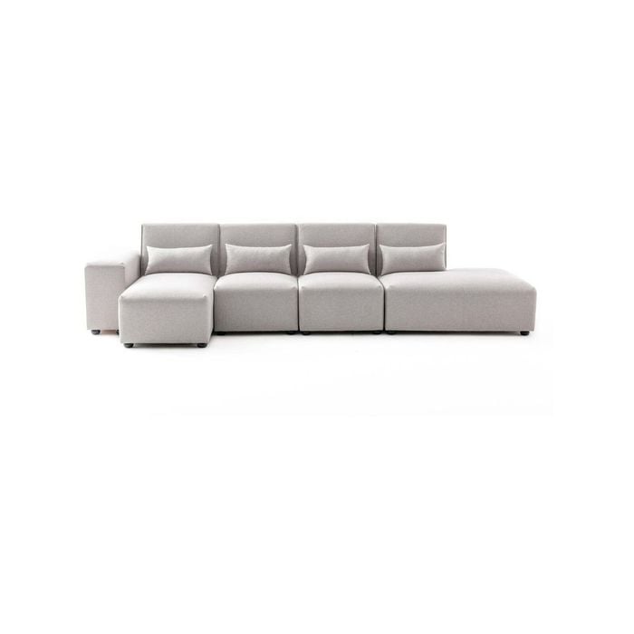 Foret 5 Seater Sofa Modular Corner Lounge Couch Fabric Right Chaise Beige