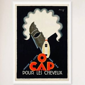Galrie O Cap Pour Les Cheveux Vintage Advertising Poster by Charles Loupot Art Decor, White Frame, 50 x 70cm (20 x 28inch)