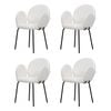 Familand Dining Chairs Set of 4 Padded Seat Kitchen Living Room Chair Sherpa in White