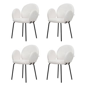 Familand Dining Chairs Set of 4 Padded Seat Kitchen Living Room Chair Sherpa in White
