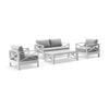 Kansas 2+1+1 Seater Lounge Set Coffee Table White & Olefin Grey Cushions