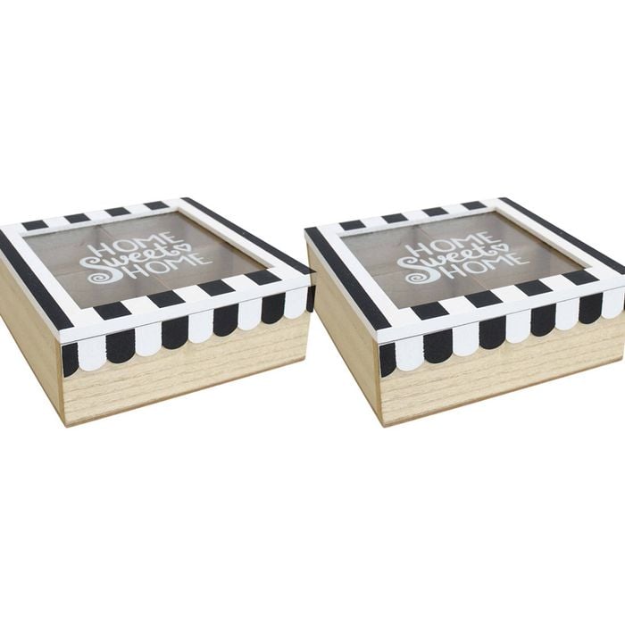 2PK LVD Cafe MDF/Glass 18cm Home Box Kitchen Coffee/Teabags Organiser Small