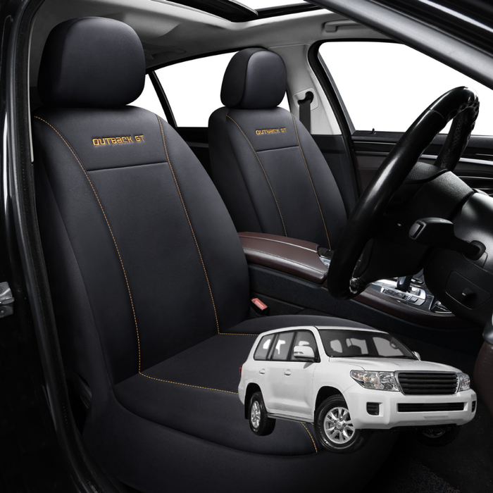 Car Seat Cover for Toyota LandCruiser 200 2012 - 2021 (GX GXL) - Black-Front Only