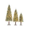 Costway 3 PCS Snowy Christmas Tree Set Pre-Lit Slim Xmas Tree 90cm/120cm/150cm