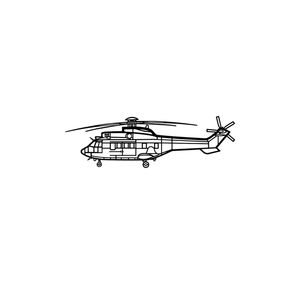 Ignite Laser Eurocopter AS332 Super Puma - Heavy-Lift Utility Helicopter Silhouette Metal Wall Art Coated Black 47 inch - 120 cm
