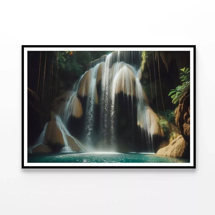 Waterfall in Forest View  Print 100% Australian Made 120x90cm  (Poster)