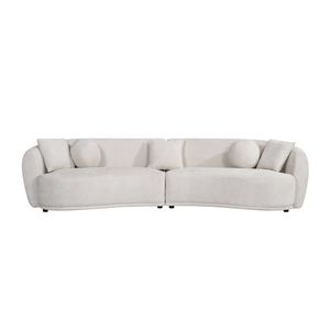 Elegant Curved Cream Fabric Sofa