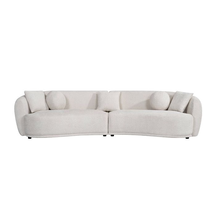 Elegant Curved Cream Fabric Sofa