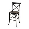 1825 Interiors French Cross Breakfast Stool Elm Wood Furniture Timber Seat Black