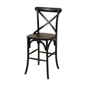 1825 Interiors French Cross Breakfast Stool Elm Wood Furniture Timber Seat Black