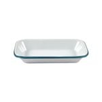 Urban Style Enamelware 14cm Pickle Tray w/ Blue Rim - White