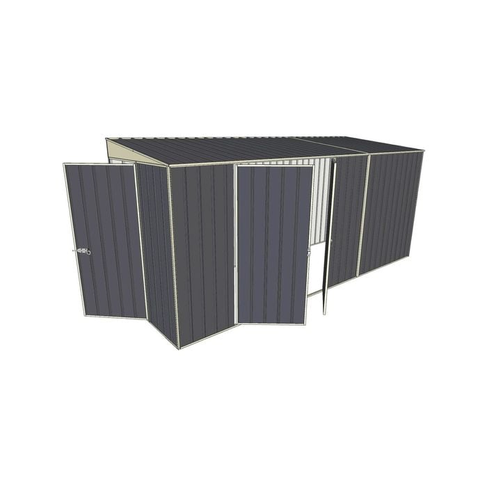 Build-a-Shed 1.5 x 4.5 x 2m Hinged Door Tunnel Shed with Hinged Side Door - Grey