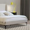 Istyle Modern Classic Olivia Queen Fabric Bed Frame White Oak with Black Legs