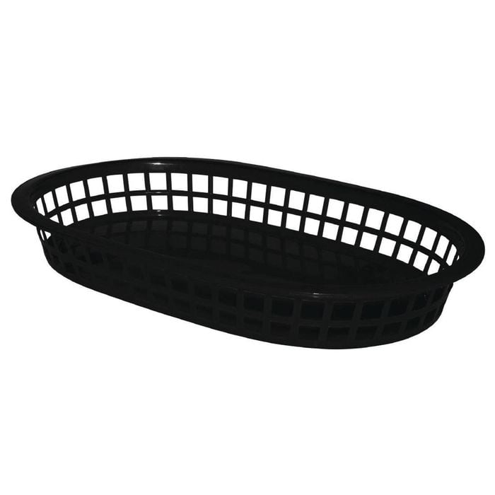 Olympia Food Basket Oval Polypropylene Black 6 Pack Commercial Serving Trays