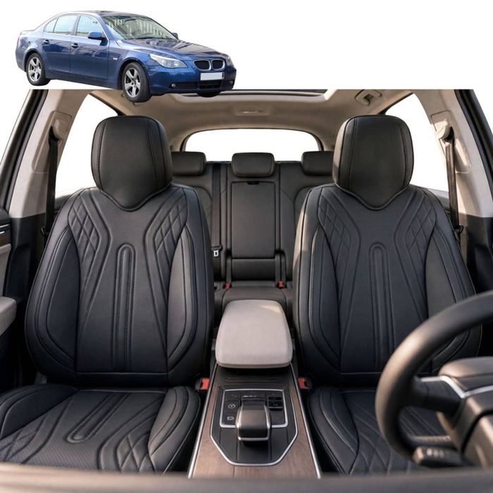 Australian Goose Front Seat Covers for BMW 5 Series 2003 - 2010 (E60 E61) - PU Leather, Black (2pc)