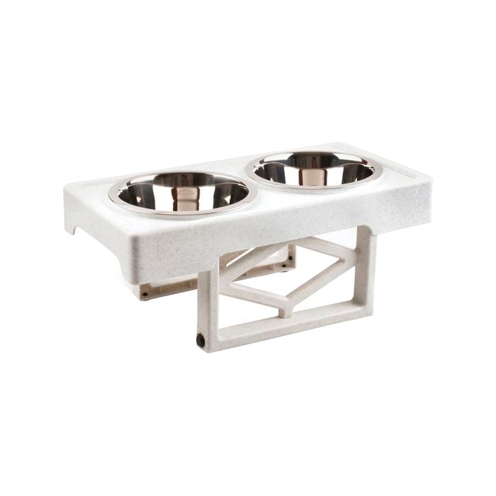 Pet Zone Speckled White Adjustable Dog Feeder