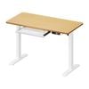 Oikiture 120cm Electric Standing Desk with Drawer Single Motor White & Oak