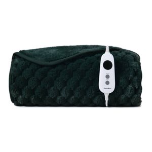 Dreamaker Emmett Premium Textured Faux Fur Electric Heated Throw Blanket Deep Teal 130x160cm | Overheat Protection & Washable