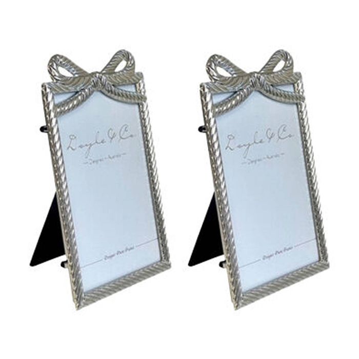 2PK SS Collective Silver Flowing Bow Textured Rectangle Photo Frame 5x7