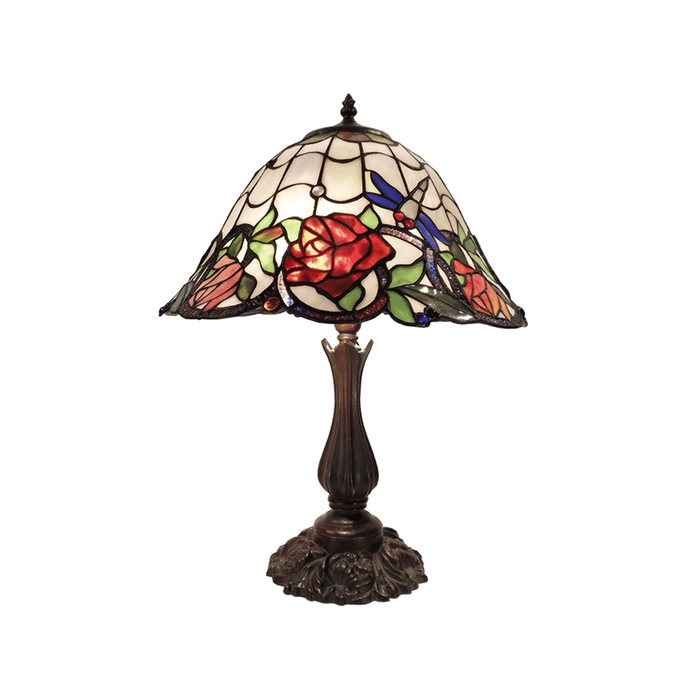 G&g Rose And Dragonfly Tiffany Table Lamp Large