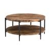 IHOMDEC 2-Tier Industrial Round Coffee Table - Rustic Dark Brown
