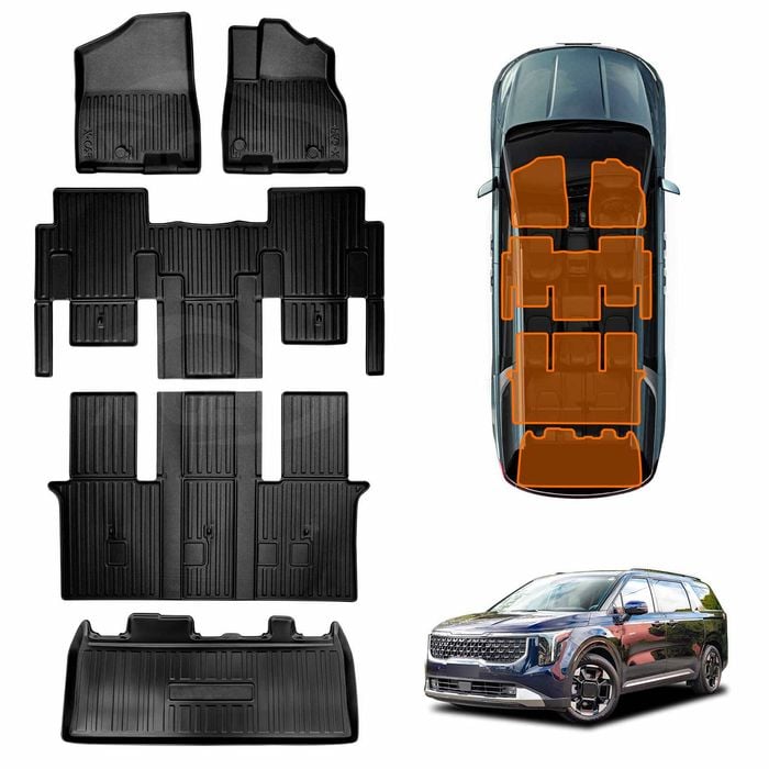 3D Heavy Duty Car Mats Boot Liner Floor Liner Full Set for Kia Carnival KA4 Series 2020-Onwards Cargo