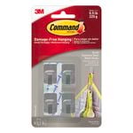 Command Small Silver Adhesive Stainless Steel Metal Wall Hook - 4 Pack