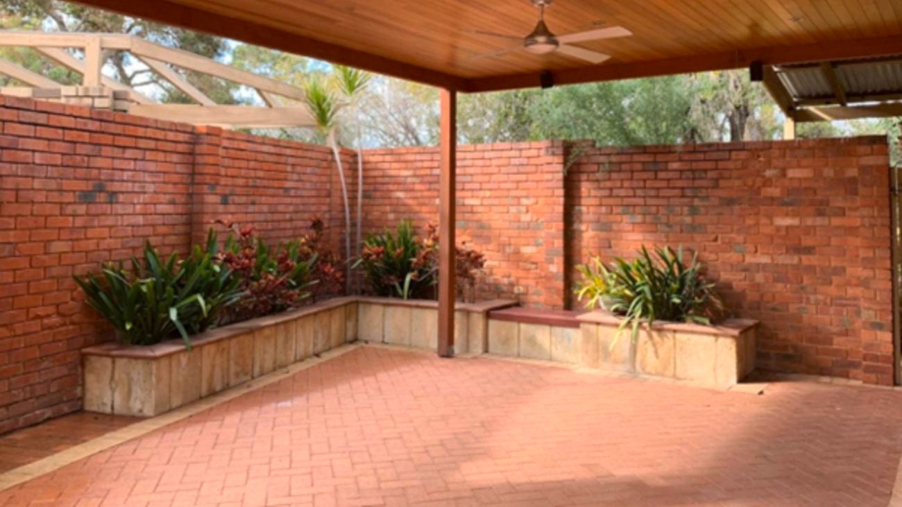 Potted plants sitting in timber planters