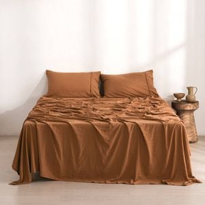 Dreamaker Superfine Washed Microfibre Sheet Set Rust King Bed