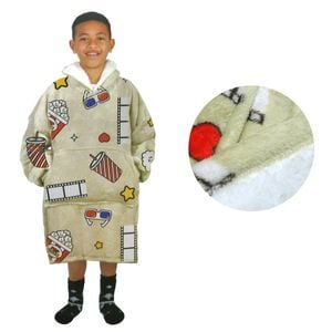 Bloomington Blanket Hoodie with Sherpa Reverse Taupe Movie Addict