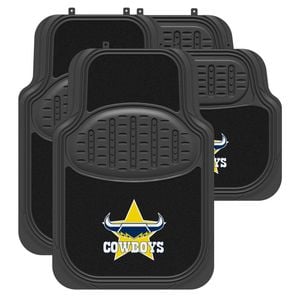 Queensland Cowboys Official Nrl Universal Rubber Car Floor Mats Carpet