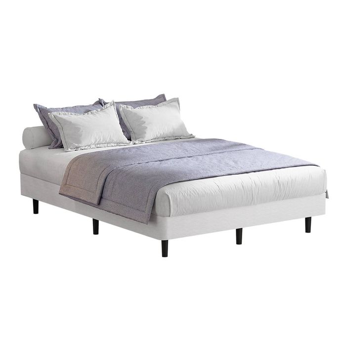 Oikiture Double Ensemble Bed Base Metal Bed Frame Fabric Cover Platform Bed