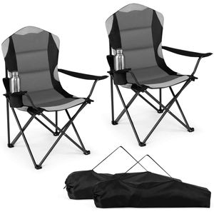 Costway 2x Folding Camping Chairs Outdoor Portable Chairs-Black