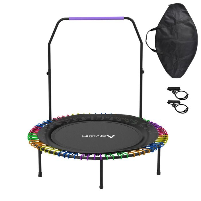 Advwin Mini Fitness Trampoline 48" Rebounder with Adjustable Foam Handle