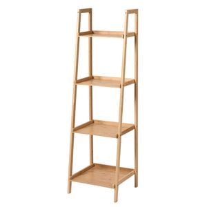 Takara Kusa 4-tier Natural Bamboo Ladder Display Shelf  Stylish Tan Storage Shelf  40x38x135cm