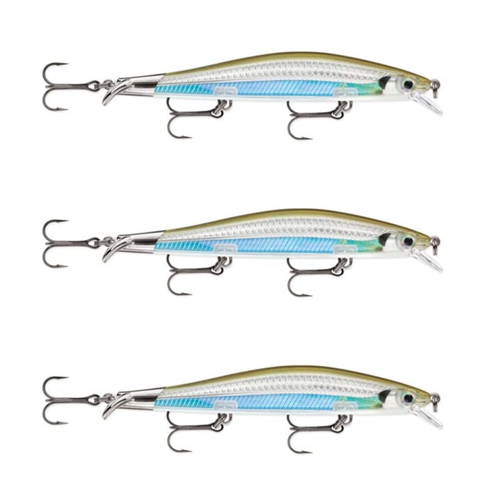 3x Rapala 12cm RipStop Shallow Jerkbait Hard Body Fishing Lures - Moss Back