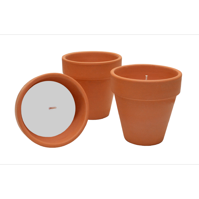 Waxworks Round Terracotta Citronella Candles - 3 Pack