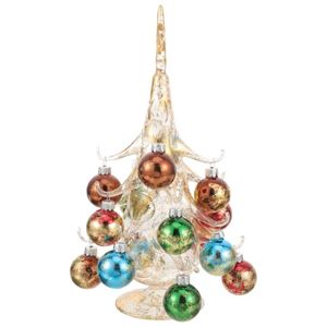 P&P Multi Colour Glass Christmas Tree Tabletop Ornament Home Office Decoration Decor
