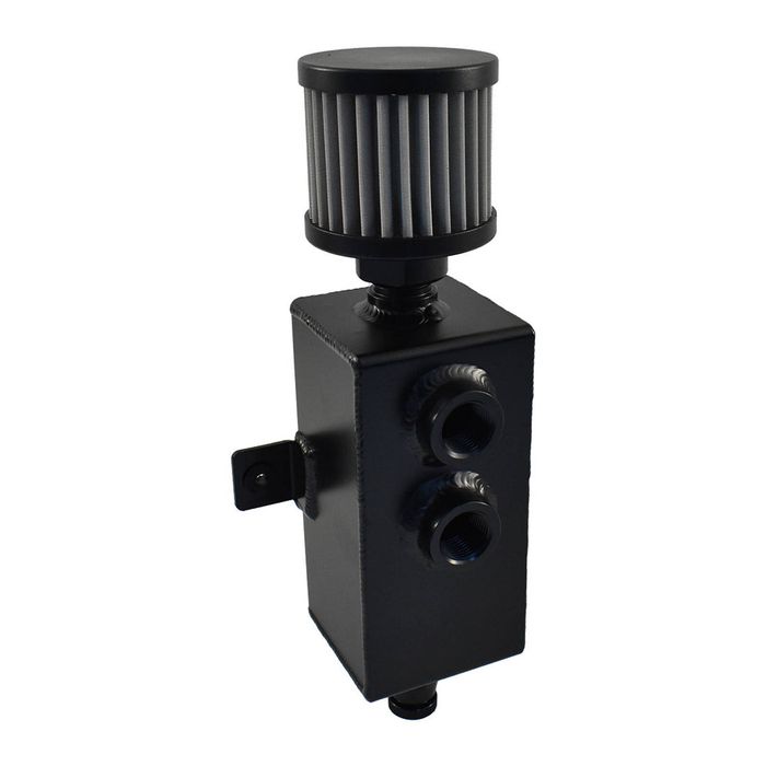 Calflow Black Aluminium 1 Litre Rectangular Oil Catch Tank Can with Breather, -10AN Ports