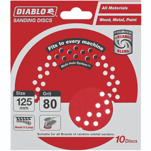Diablo 125mm 80 Grit Hook and Loop Random Orbital Sanding Discs - 10 Pack