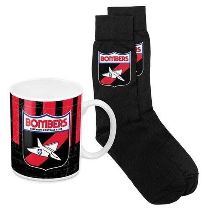 Afl Heritage Coffee Mug & Sock Pack - Essendon Bombers - Gift Boxed