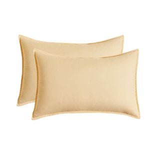 CleverPolly Twin Pack Vintage Washed Microfibre Standard Pillowcase - Butter