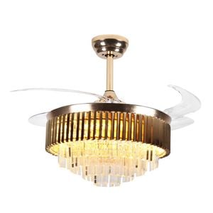 Windora Leontis 42" Gold Crystal Chandelier with DC Ceiling Fan & 3CCT LED Remote Control