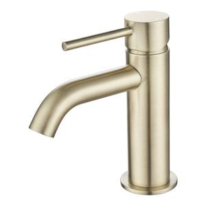 Mondella  25mm Brushed Brass Resonance Curved Spout Basin Mixer