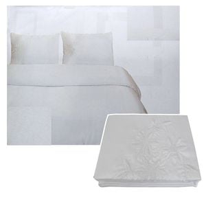 Bloomington Tuberose Satin Embroidery Quilt Cover Set White Double