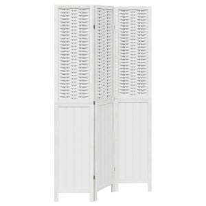 vidaXL Room Divider Privacy Screen Partition 3 Panels White Paulownia