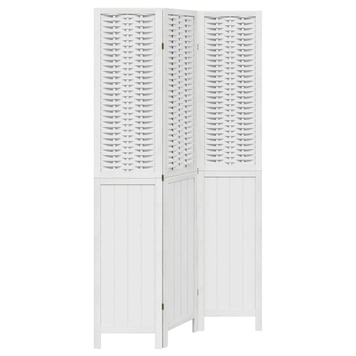 vidaXL Room Divider Privacy Screen Partition 3 Panels White Paulownia