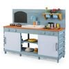 Costway Outdoor Kids Play Kitchen Wooden Pretend Mud Kitchen Blue